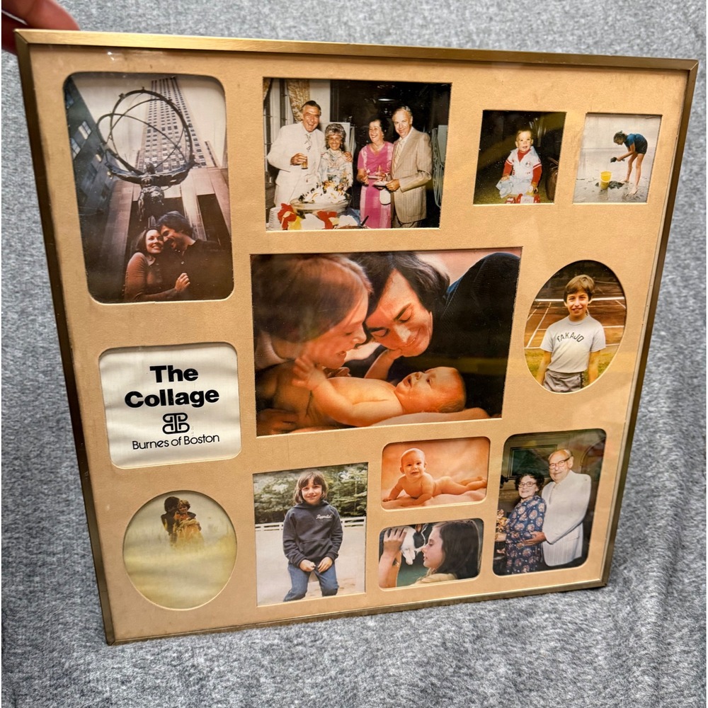 Burnes of Boston Vintage Gold Metal Multi Photo Collage Wall Frame 12 Openings